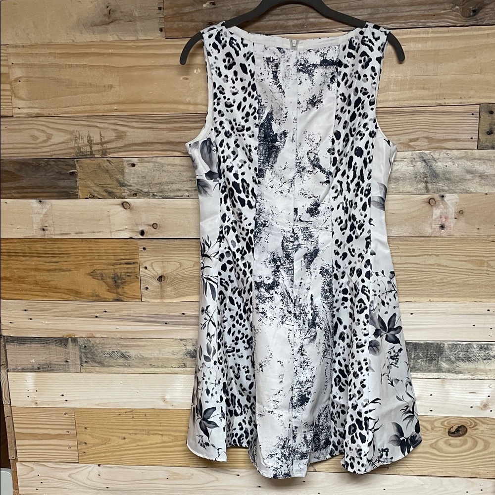 Anewsta size S (4) Black & Cream Floral, Snake, Leopard Printed Sleeveless Dress